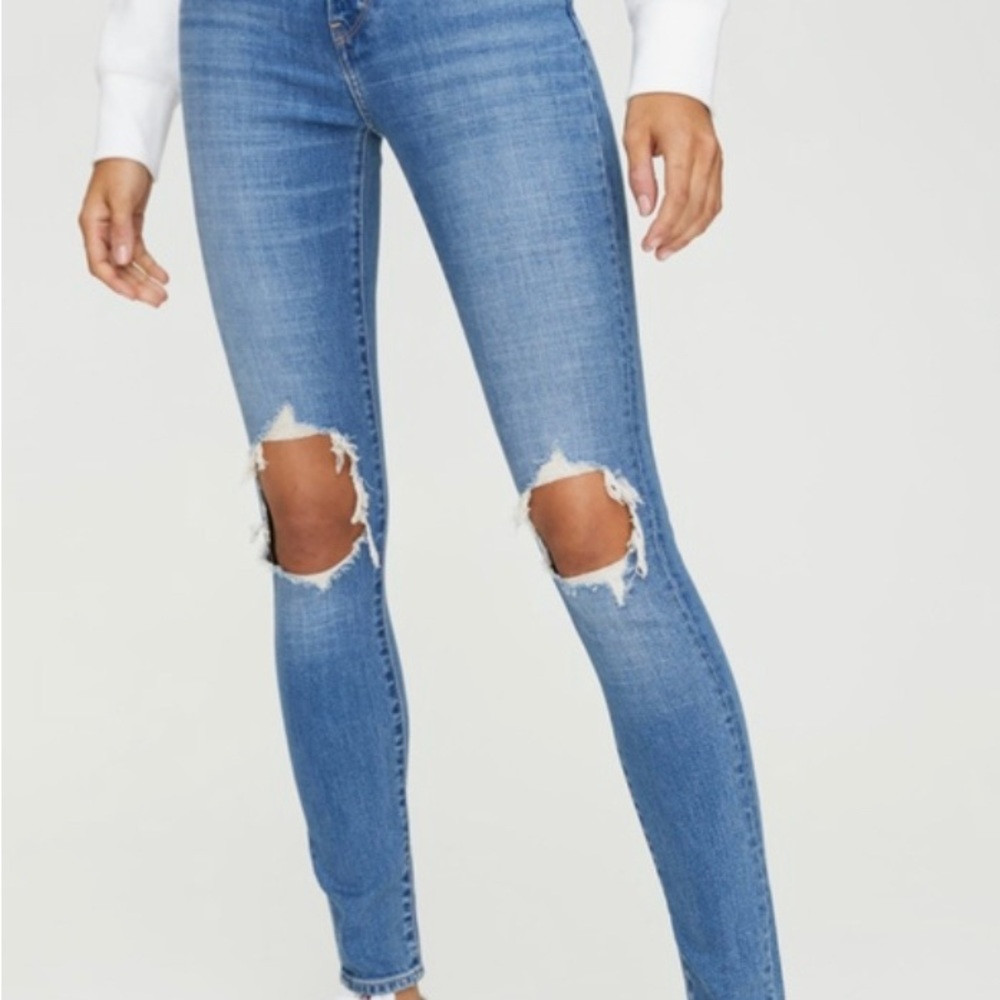 Levi's Distressed 721 High Rise Skinny Jeans Medium Wash 25